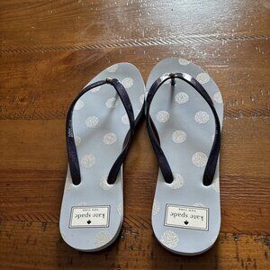 Kate Spade Light Blue Polka Dot Flip Flops New Size 8B